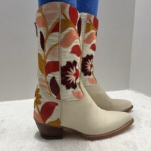 Anthropologie Momo Embroidered Western Boots Size Eu 36